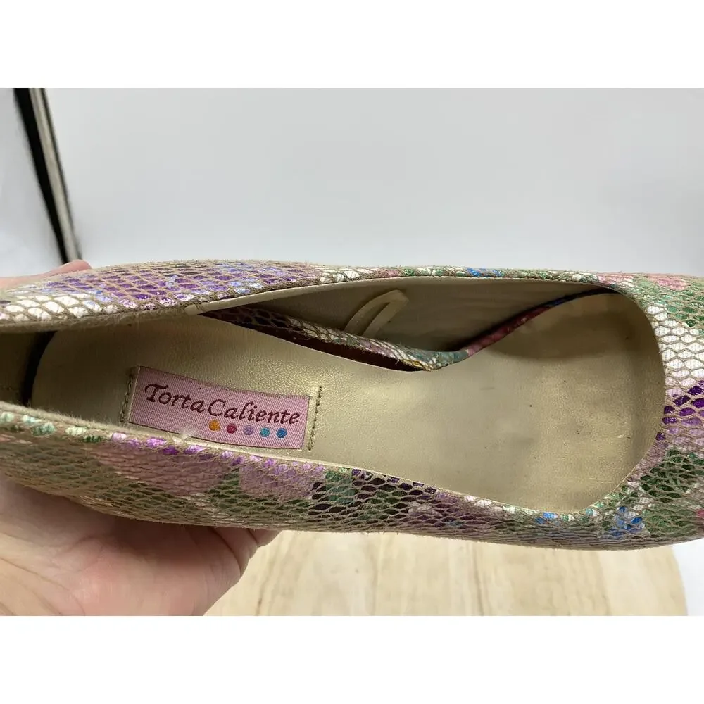 Torta Caliente Shoes Womens Size 7 Multicolor Floral Peep Toe Platform‎ Heels